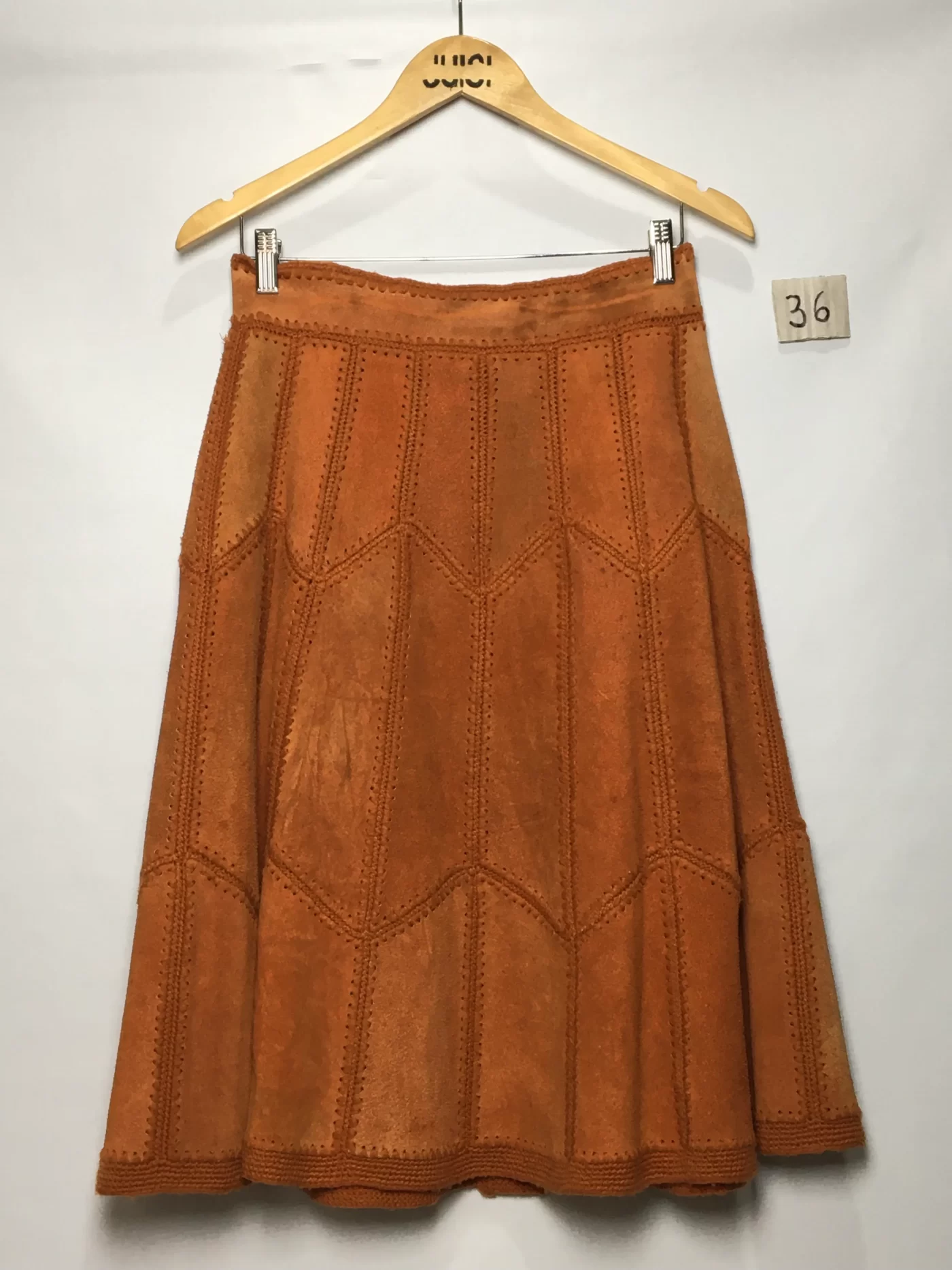 SAIA EM CAMURÇA LARANJA TIPO PATCHWORK