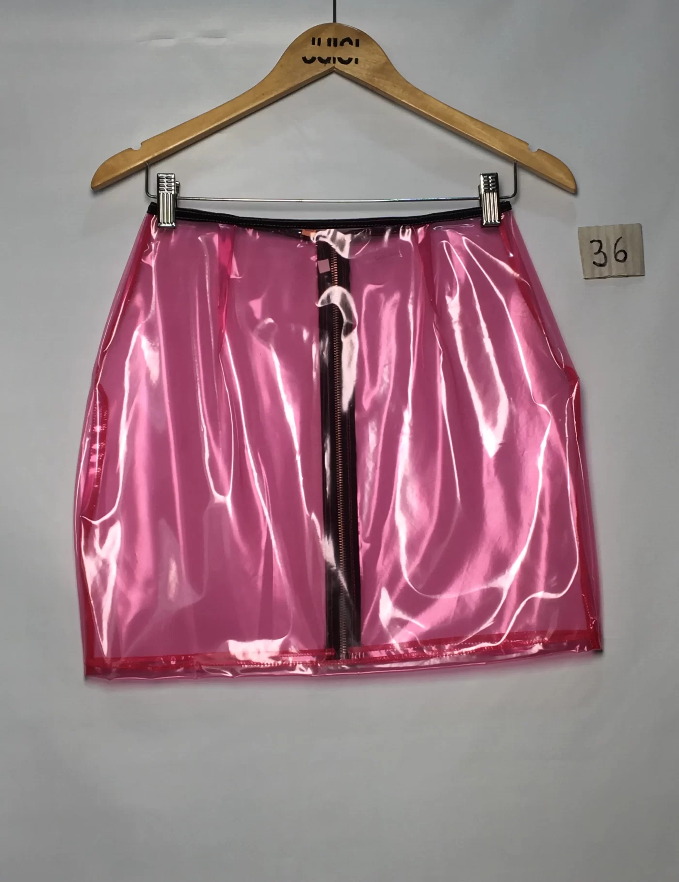 MINISSAIA EM VINIL TRANSPARENTE ROSA