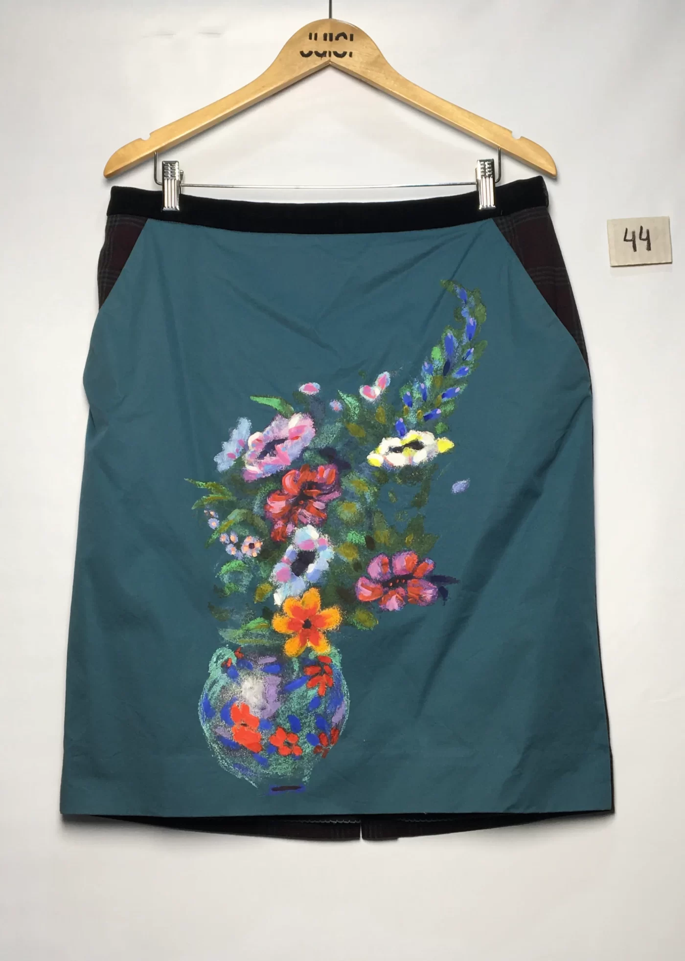 SAIA PRETA E AZUL PETRÓLIO ESTAMPA PINTURA