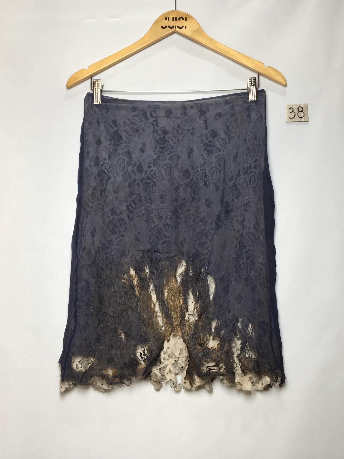 SAIA ESTAMPADA RENDA PRETA QUEIMADA
