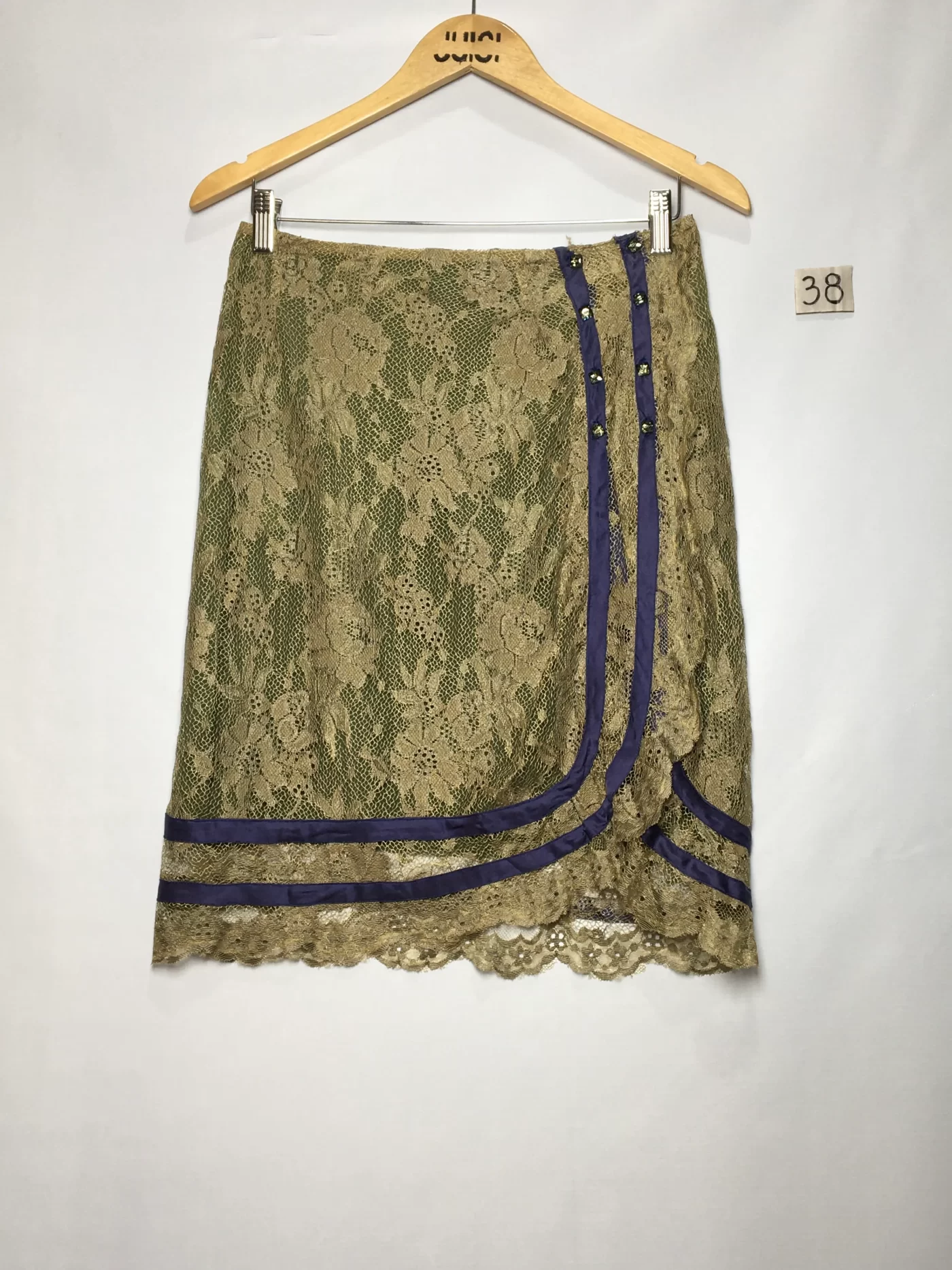 SAIA RENDA VERDE FIO AZUL MINI