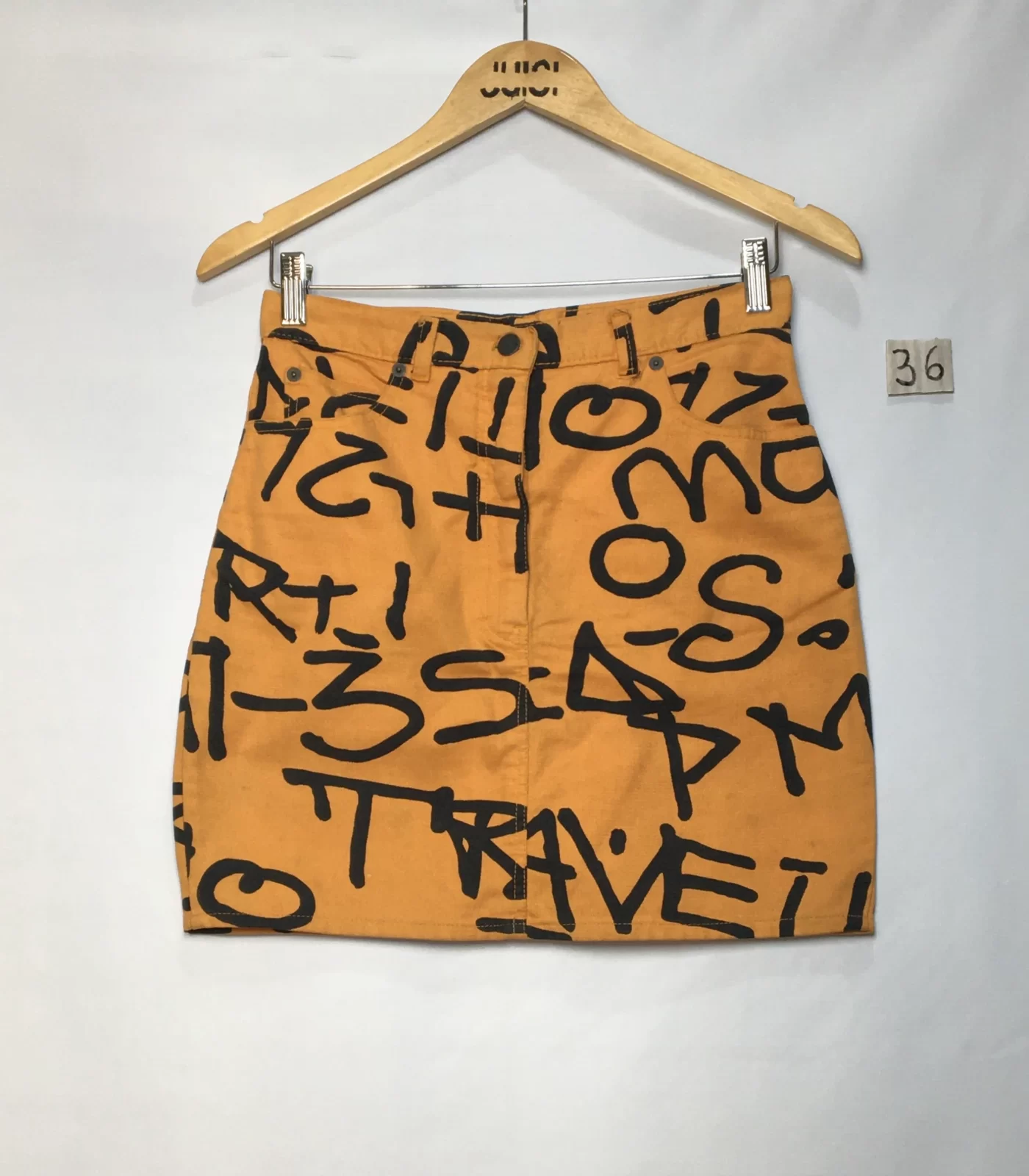 SAIA MINI LARANJA ESTAMPA RABISCO
