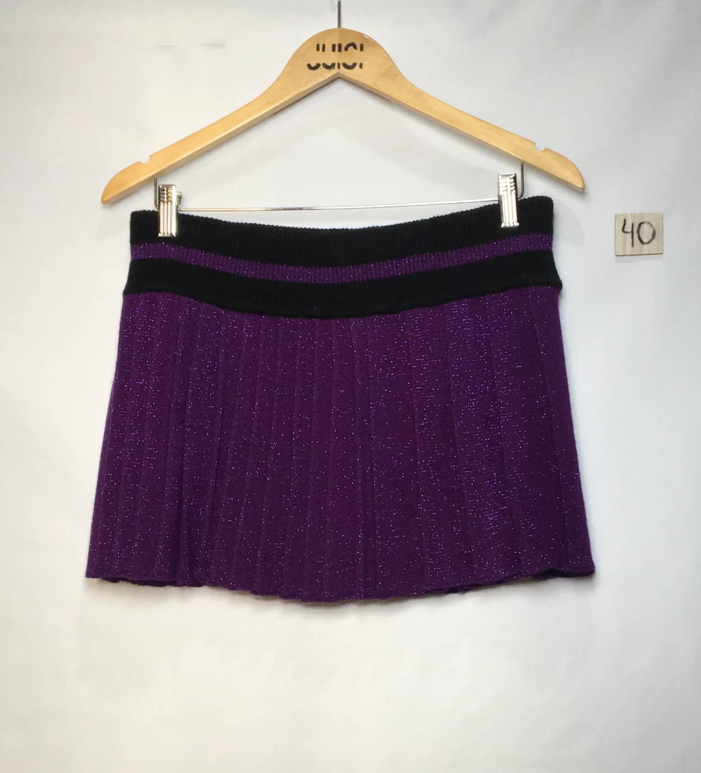 SAIA MINI ROXA LUREX CÓS PRETO 2 FAIXAS MALHA