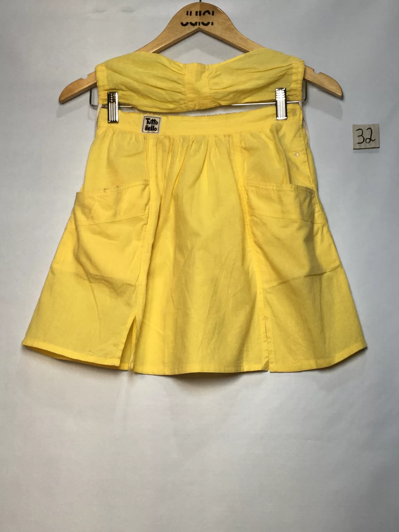 CONJUNTO AMARELO TOP E SAIA BOLSO LATERAL ALGODÃO