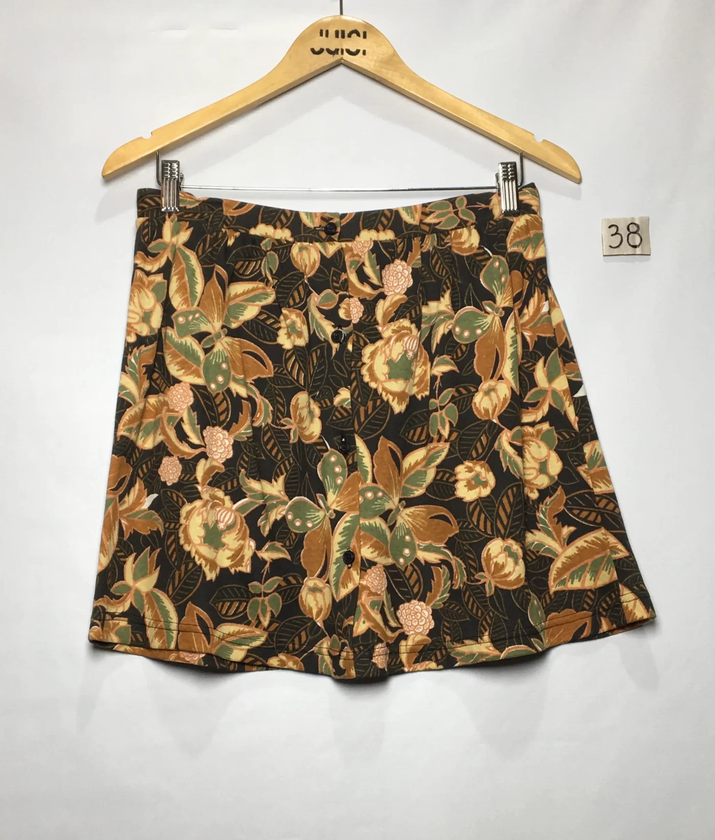 SAIA MINI FUNDO PRETO FLORES BEGE