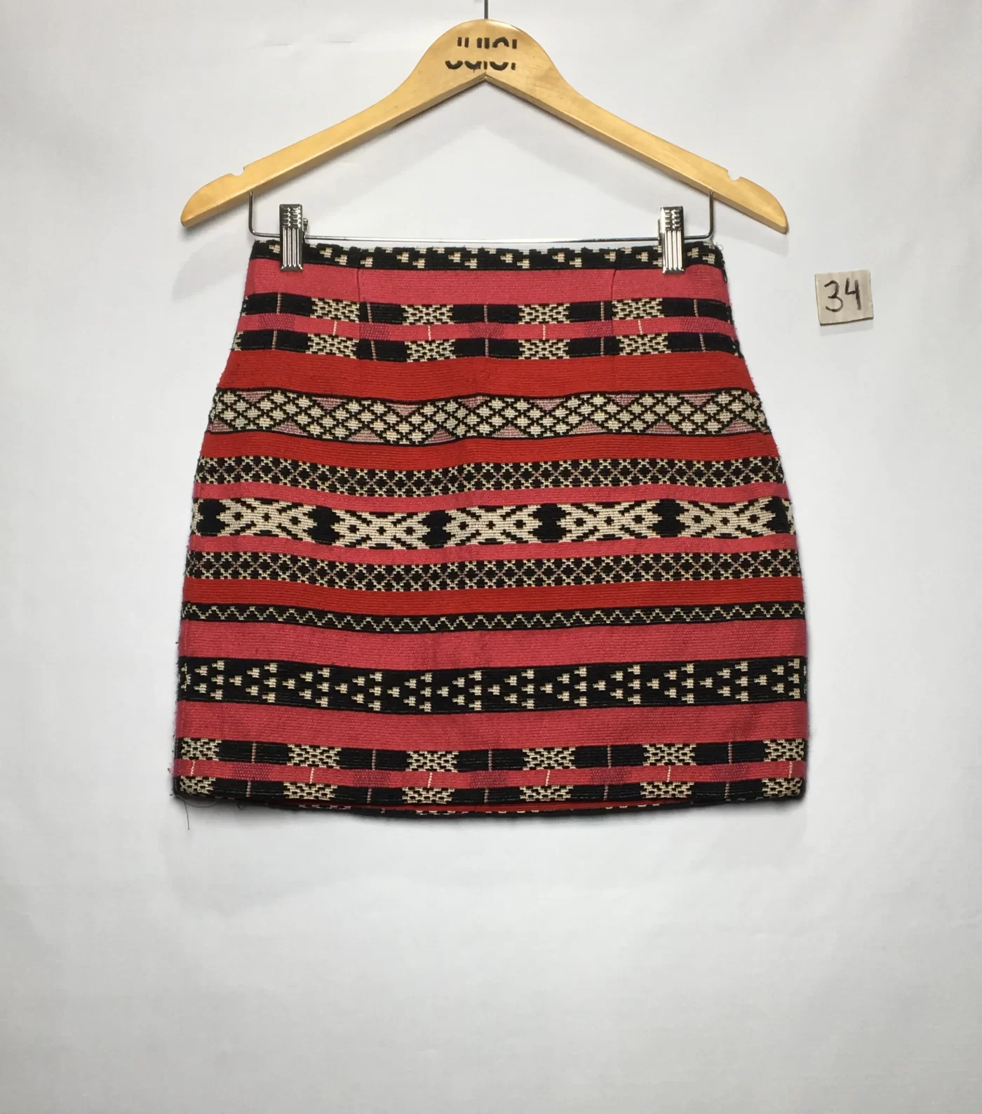 SAIA MINI ETNICA VERMELHO, BRANCO, PRETO