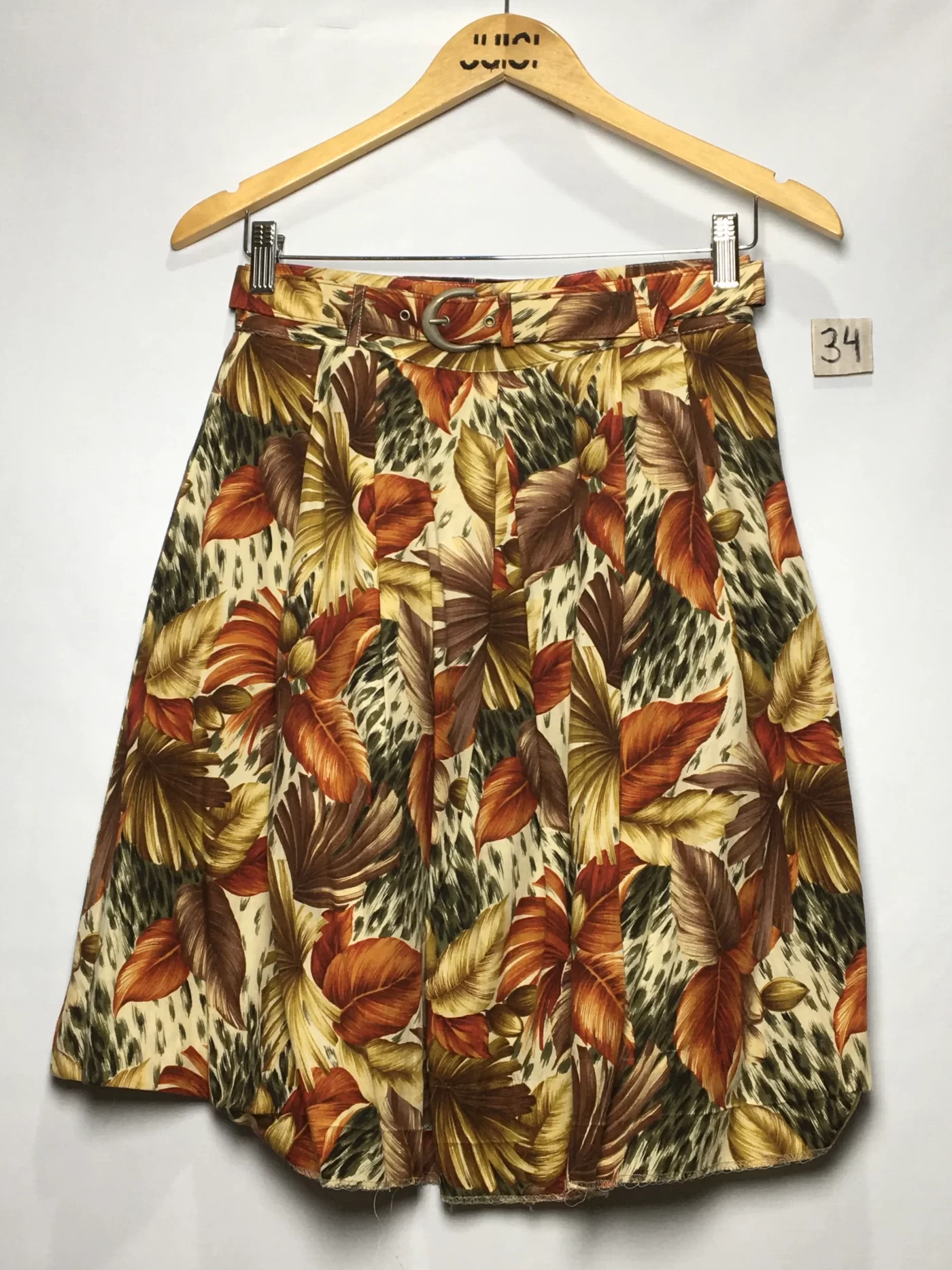 SAIA ESTAMPADA FLORES FOLHAS OUTUNO COM CINTO FORRADO