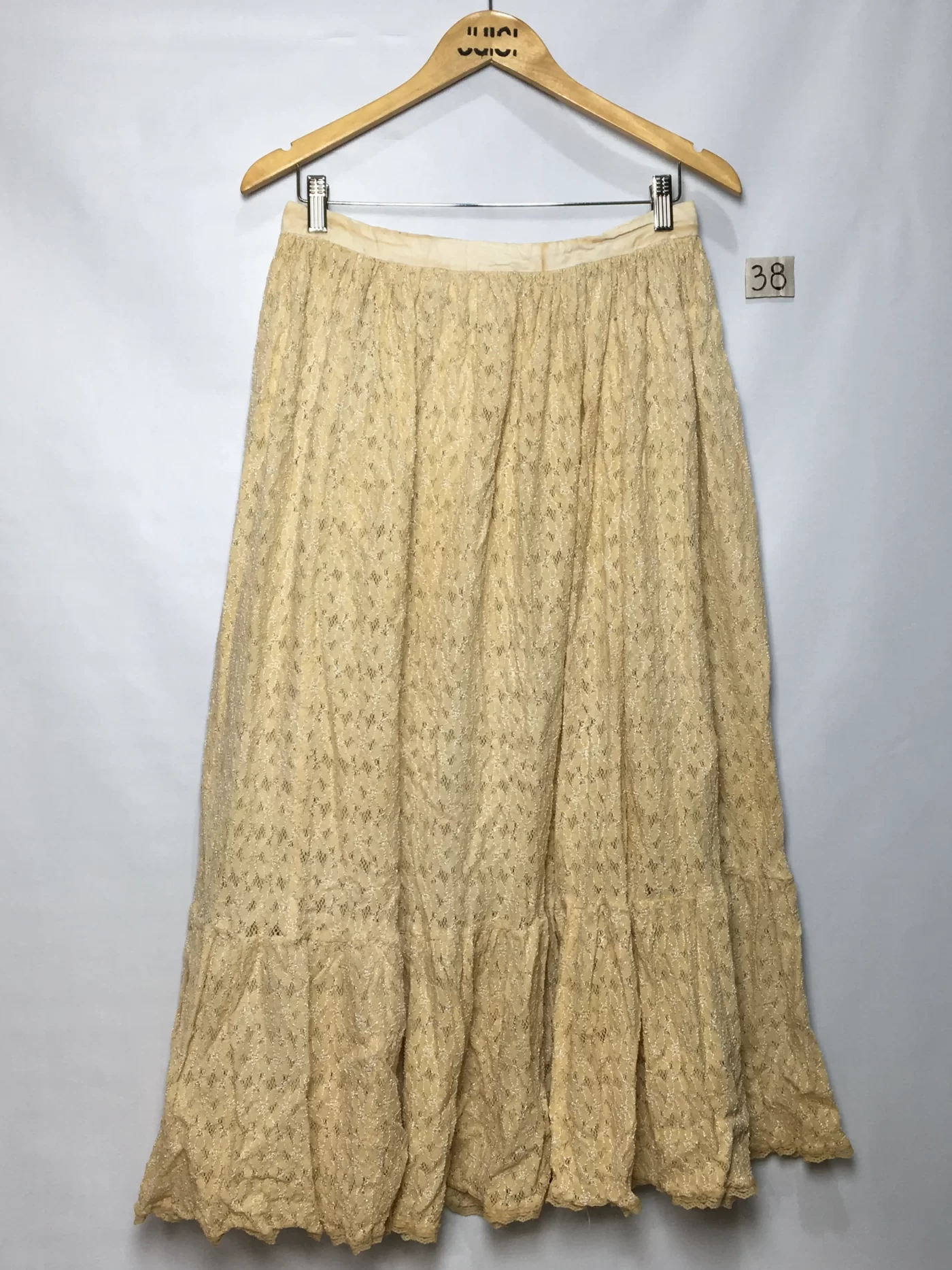 SAIA MIDI EM RENDA BEGE