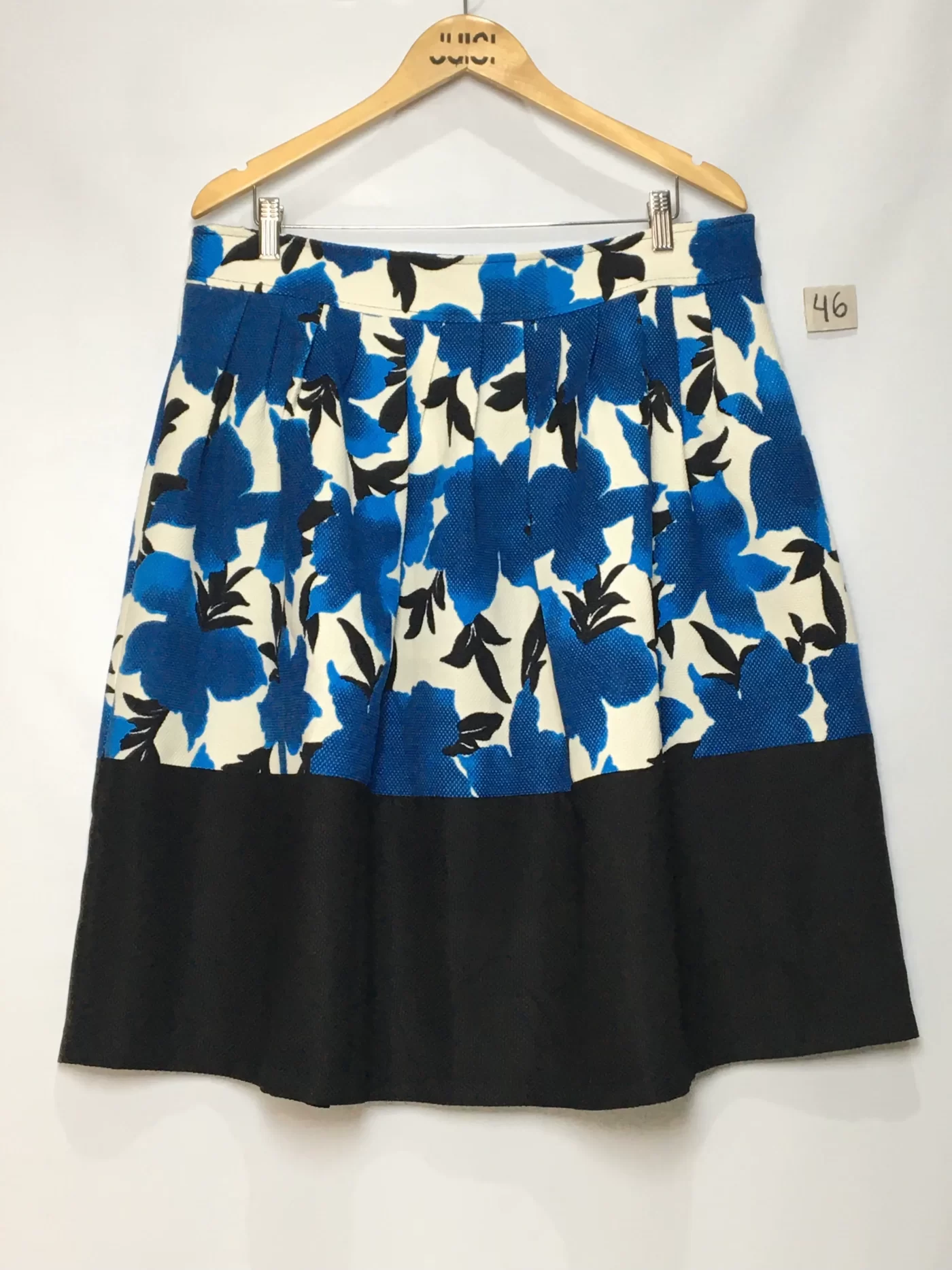 SAIA MIDI FLORAL AZUL E PRETA