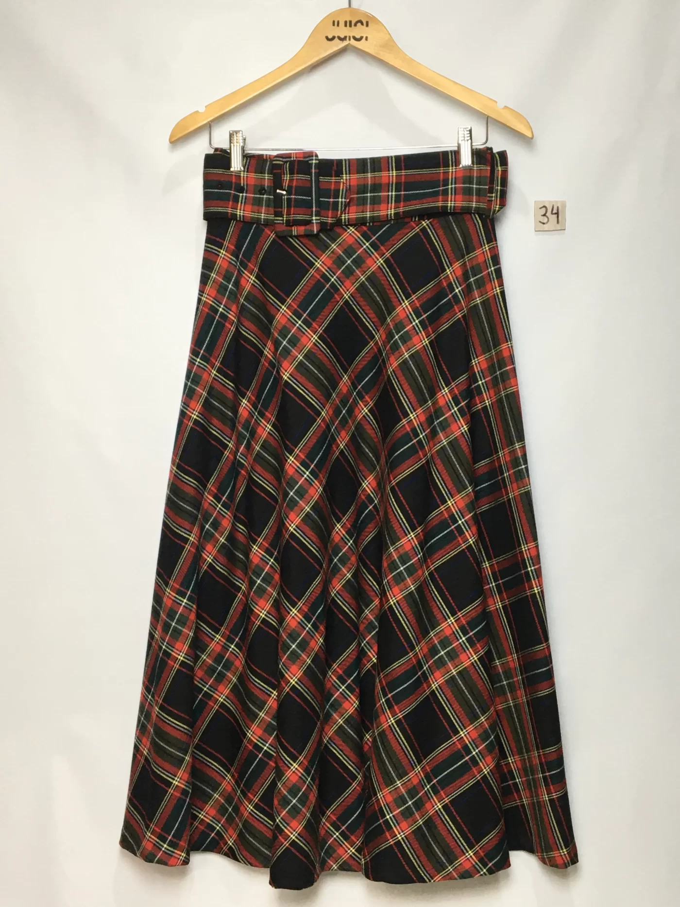 SAIA MIDI ESTAMPA TARTAN XADREZ COM CINTO