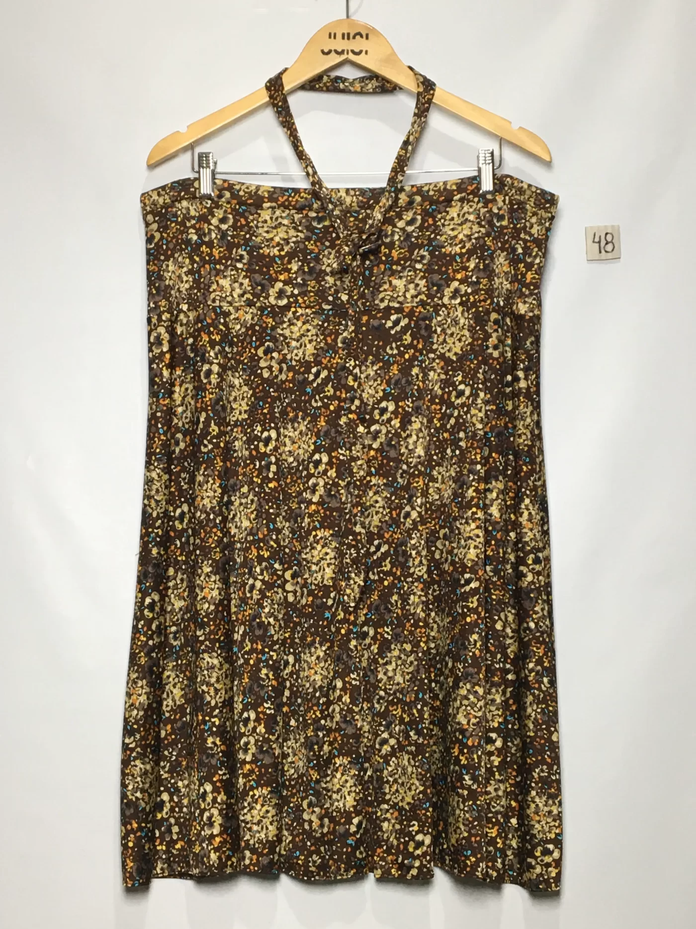 SAIA EM MALHA ESTAMPADA FLORAL MARROM COM CINTO